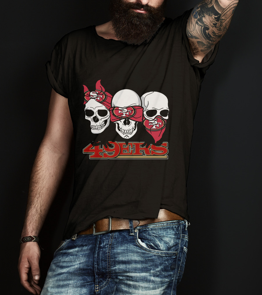 San Francisco 49ers Skull Trio With Bandanas T-Shirt
