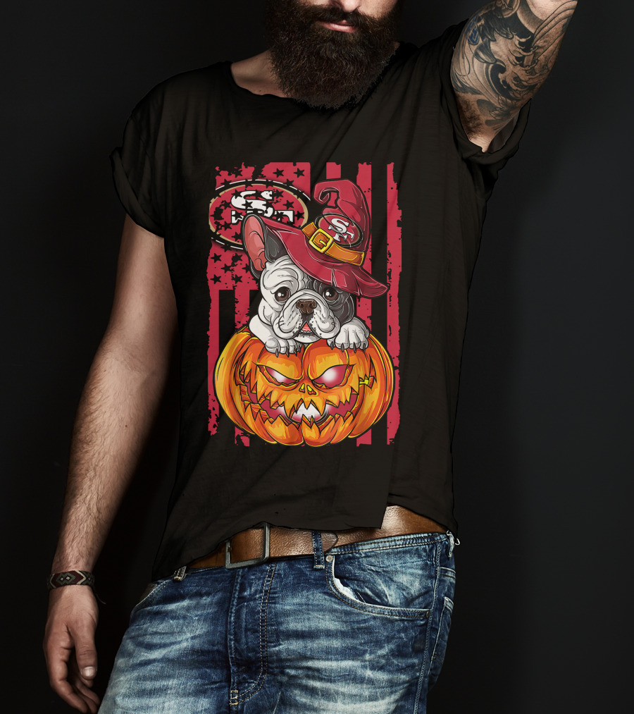 Hlw Bulldog San Francisco 49ers Halloween Pumpkin T-Shirt