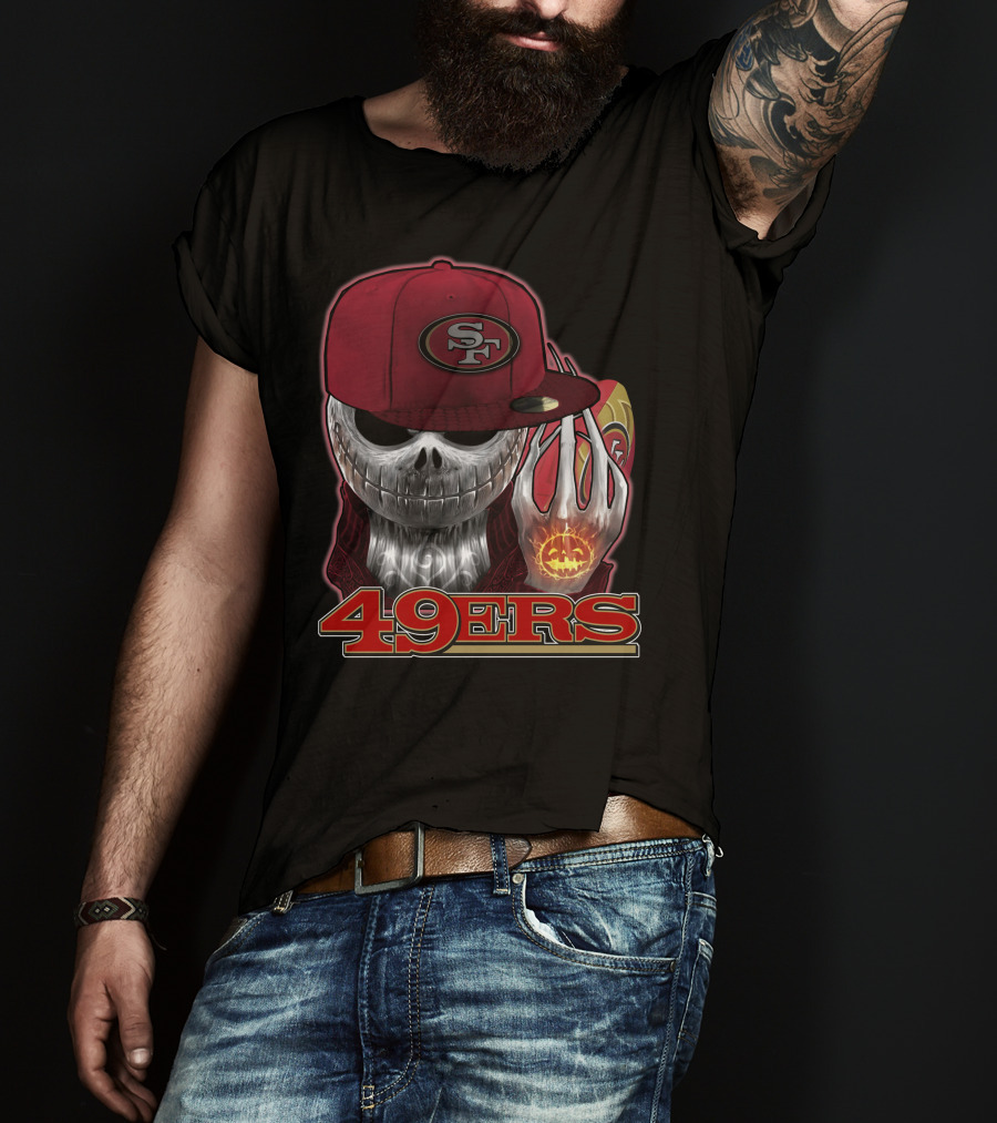 Jackskull 49ers SF Pumpkin Halloween Football T-Shirt