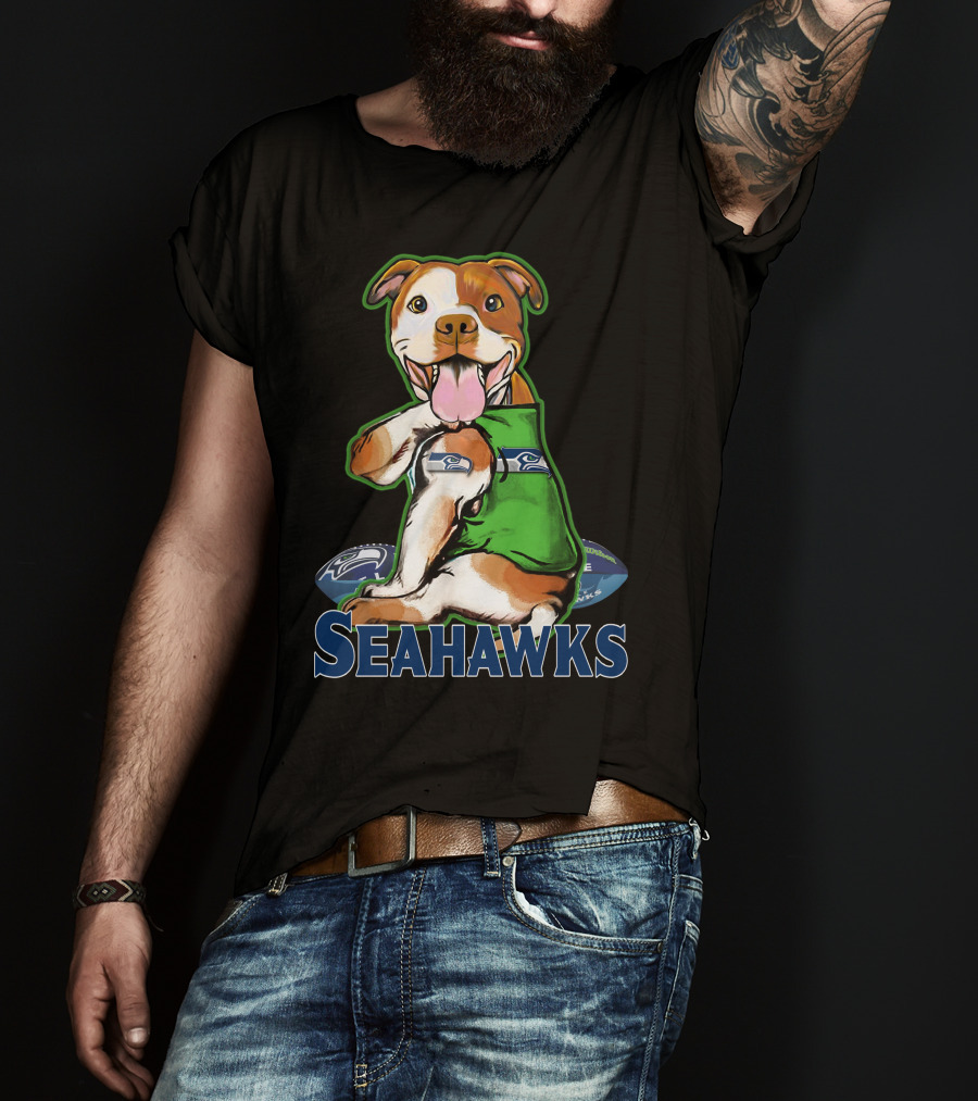 Pittbull Seattle Seahawks Fan Dog T-Shirt