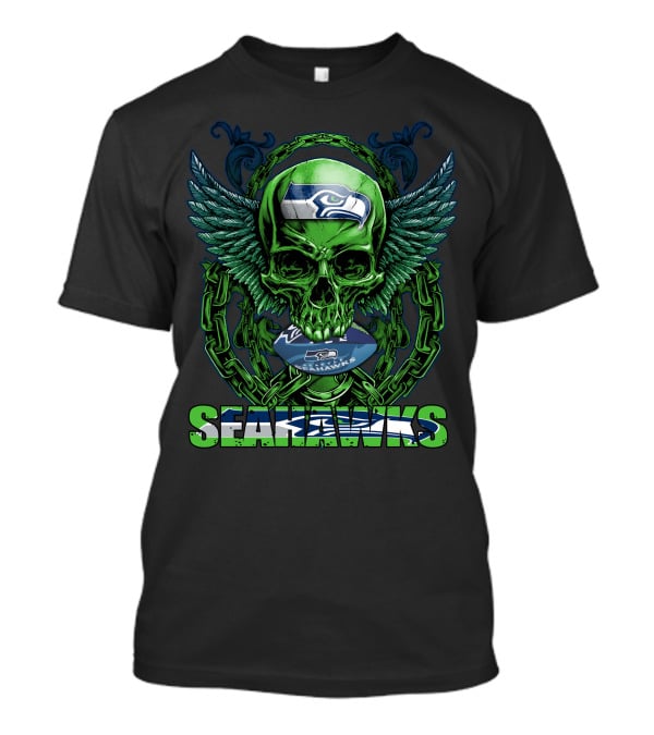 Seattle Seahawks Skull With Winged T-Shirt