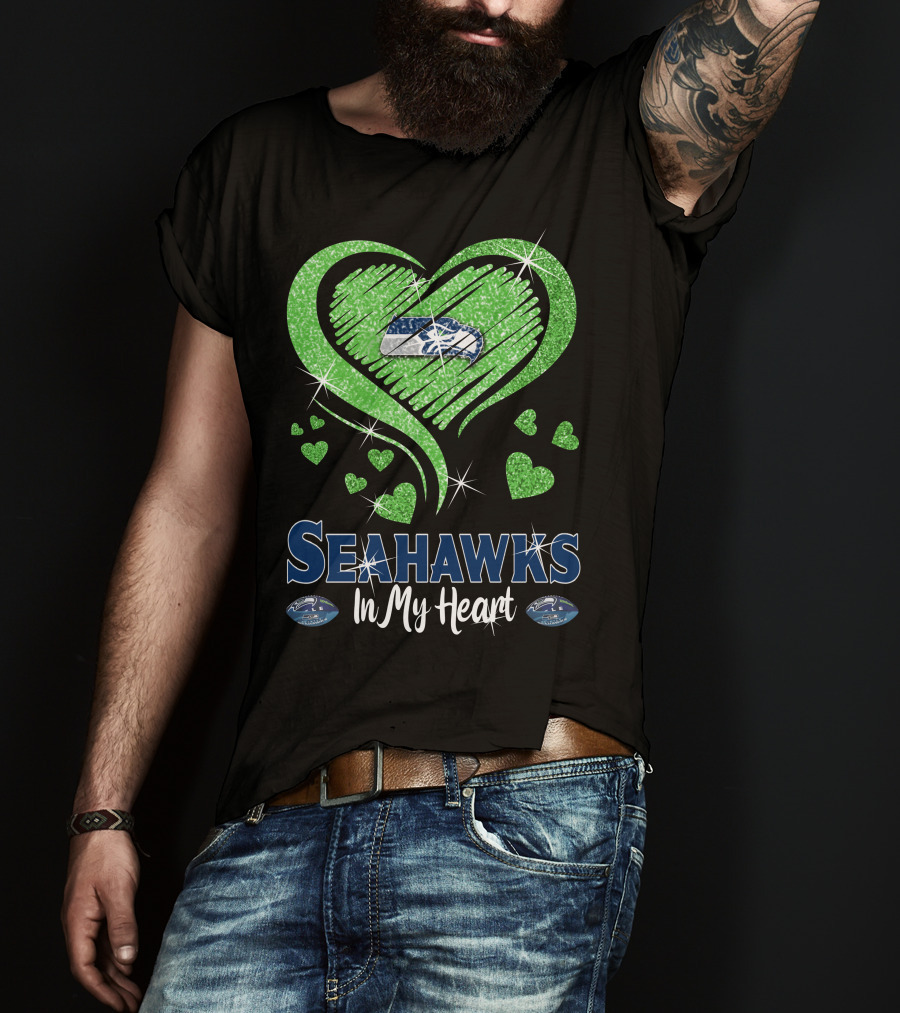 Seahawks In My Heart Sparkling Glitter Design With Team T-Shirt