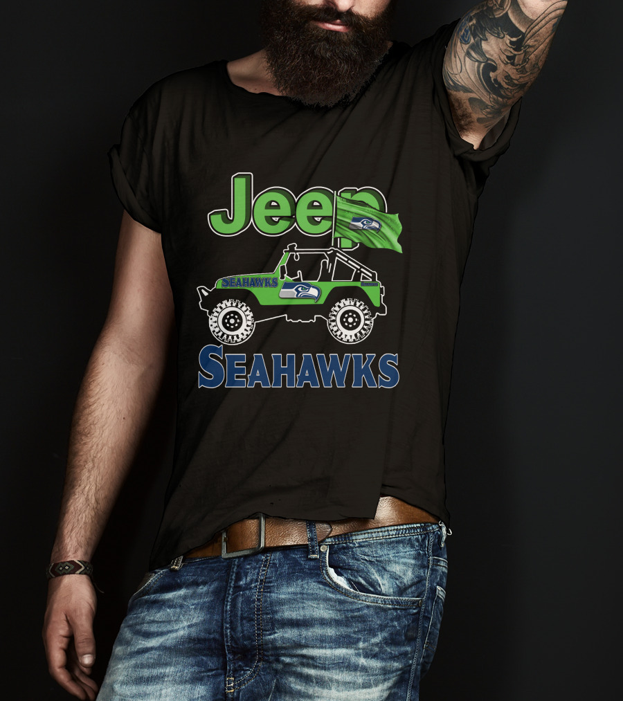 Jeep Seattle Seahawks Enthusiast Ride Flag T-Shirt