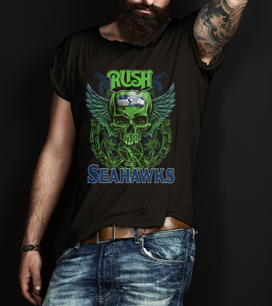Rush Seattle Seahawks Skull Wing T-Shirt