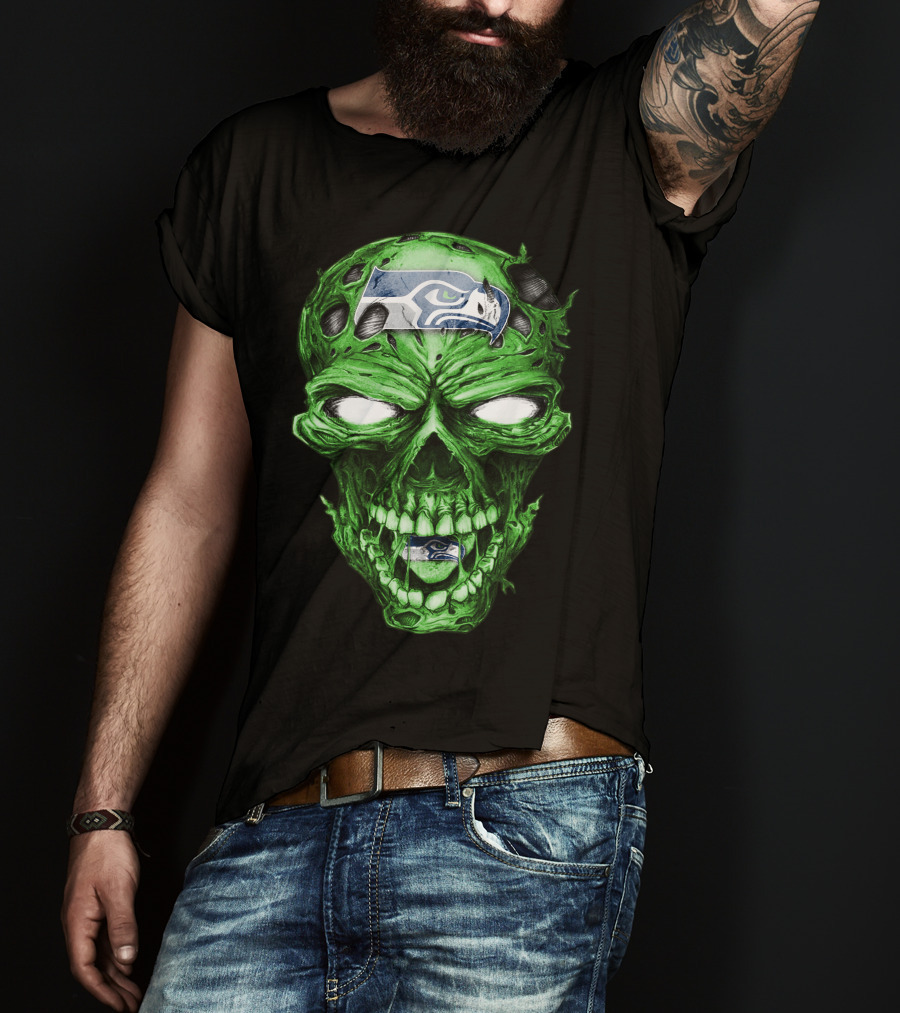 Skull V2 Seattle Seahawks Green Zombie T-Shirt