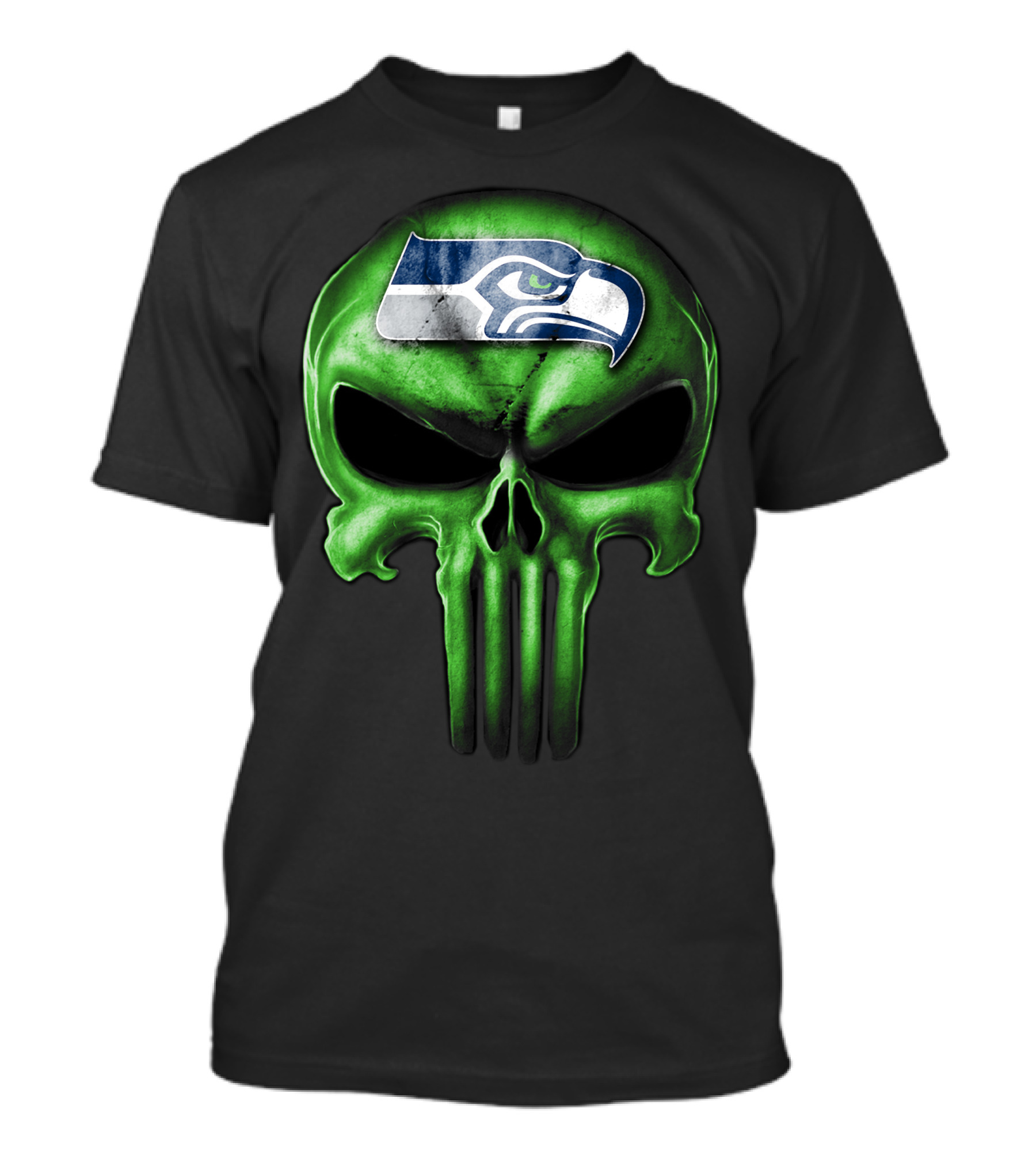 Skull V3 Seattle Seahawks Logo Green T-Shirt