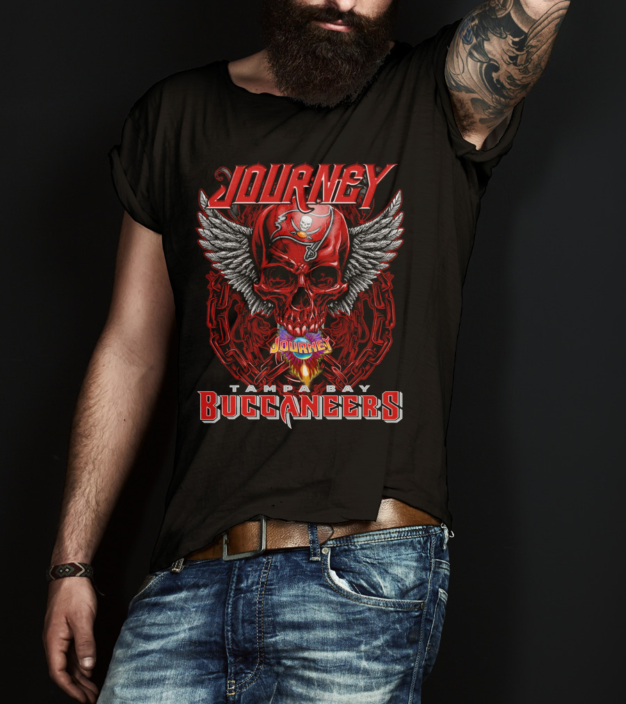 Journey Tampa Bay Buccaneers Skull Wings Chain Flame T-Shirt