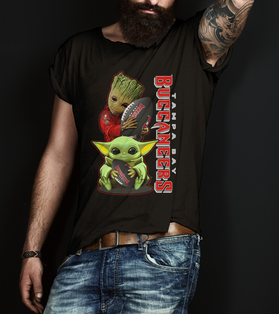 Grzd Tampa Bay Buccaneers Groot Baby Yoda Football T-Shirt