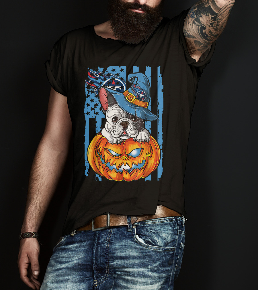 Hlw Bulldog Tennessee Titans Halloween Pumpkin Wizard Hat T-Shirt