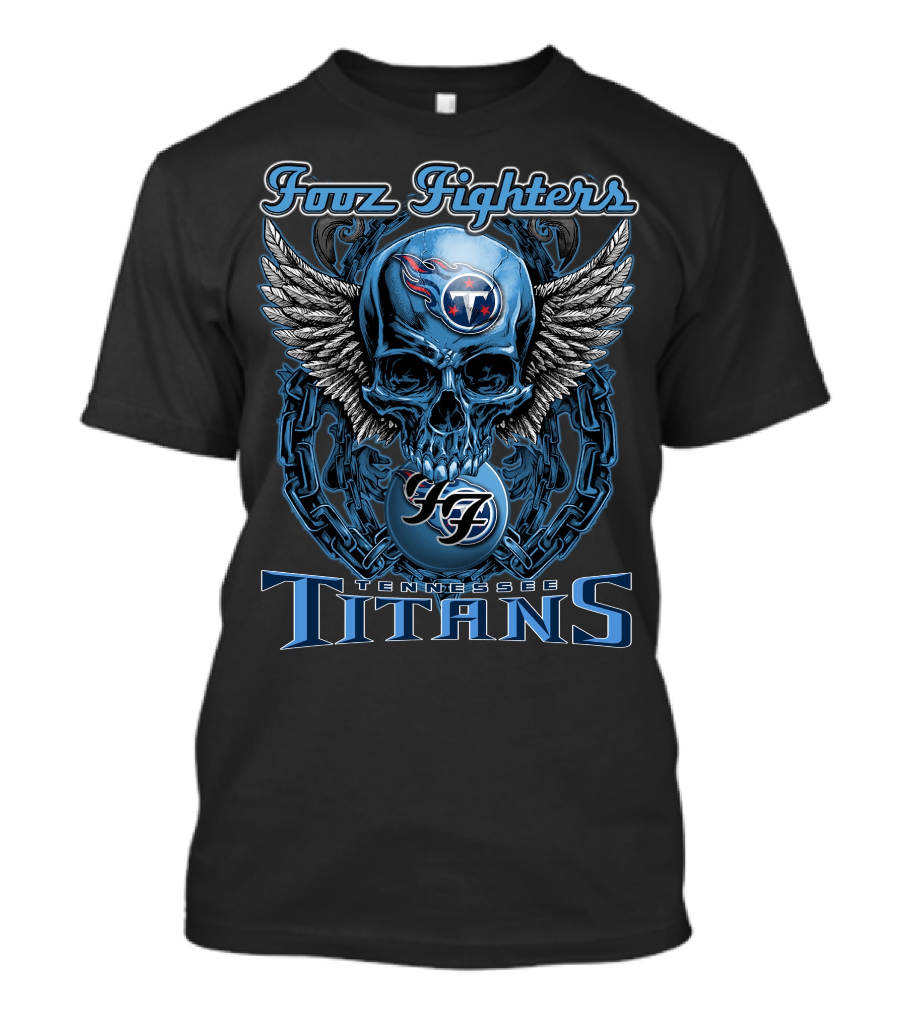 Foo Fighters Tennessee Titans Skull Winged T-Shirt