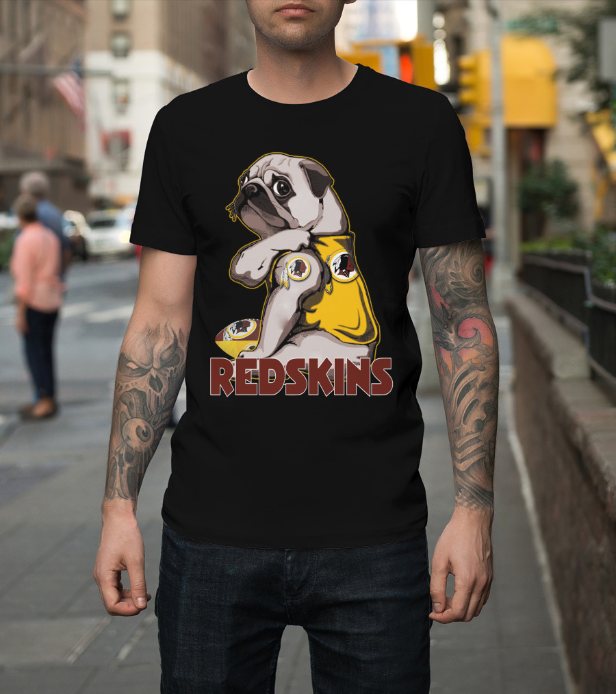 Pug With Washington Redskins T-Shirt