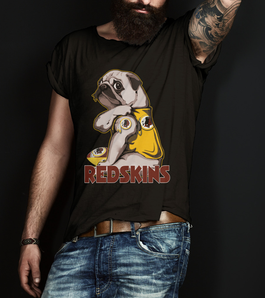Pug With Washington Redskins T-Shirt