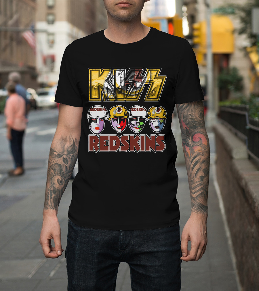 Kiss Washington Redskins Helmet Faces T-Shirt