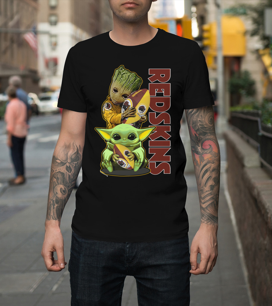 Groot Baby Yoda Washington Redskins Football T-Shirt