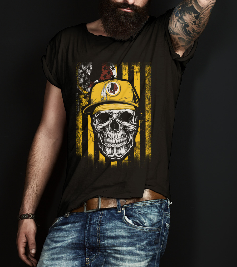 Skull V1 Washington Redskins Hat Stripes Iconic Sports Symbol T-Shirt