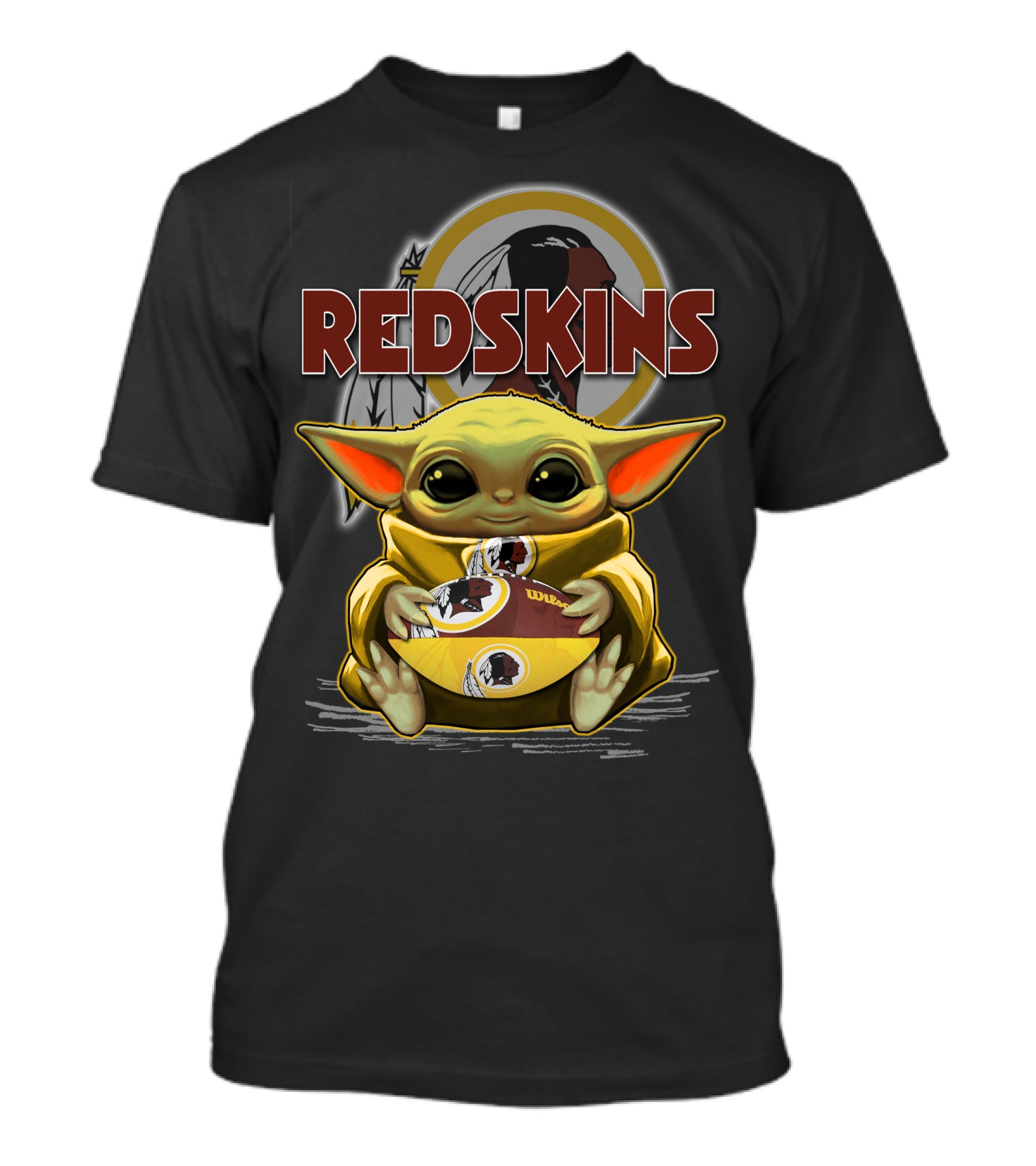 Yoda Redskins Football Baby Holding Team Logo Ball T-Shirt