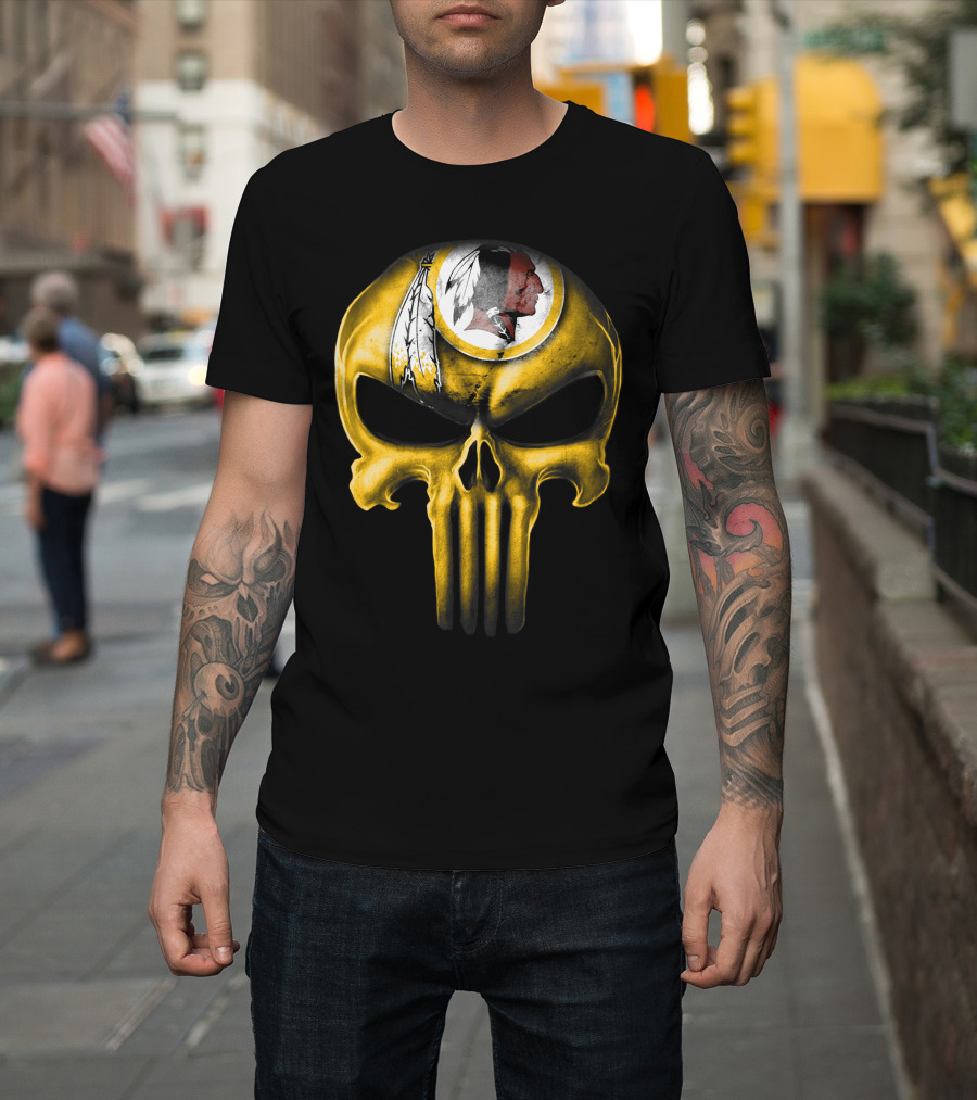 Skull Washington Redskins Logo Iconic Yellow T-Shirt