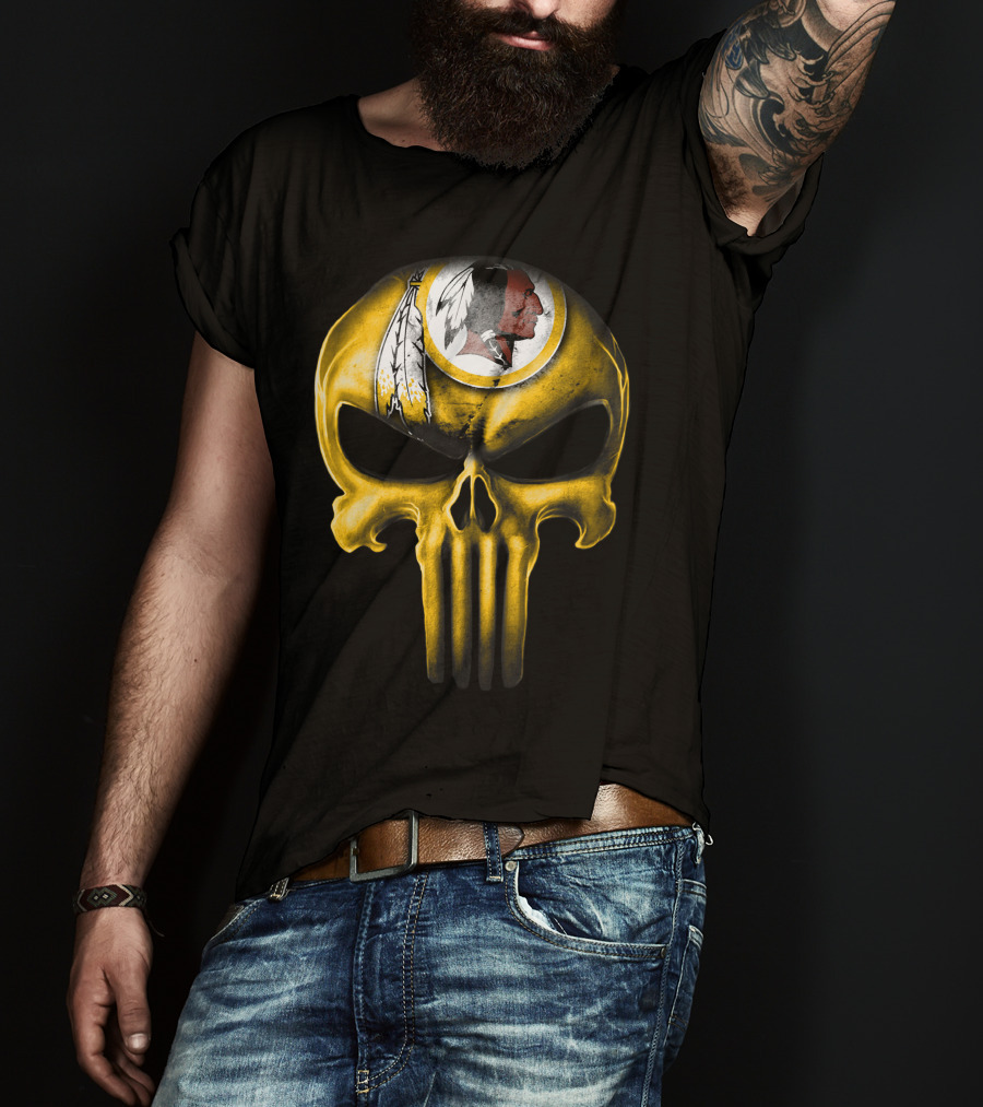 Skull Washington Redskins Logo Iconic Yellow T-Shirt