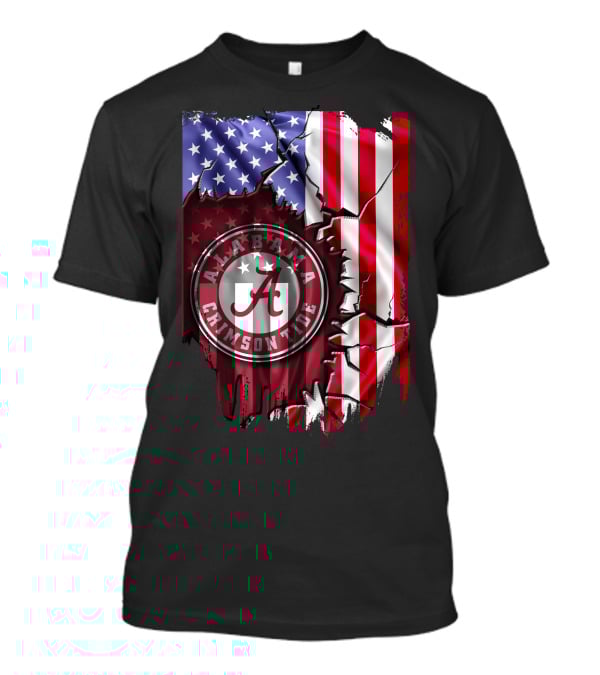 Alabama Crimson Tide American Flag V2 Stars And Stripes T-Shirt