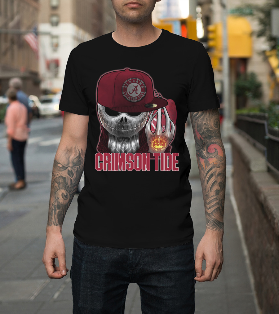Jackskull Alabama Crimson Tide Halloween Pumpkin Skull T-Shirt