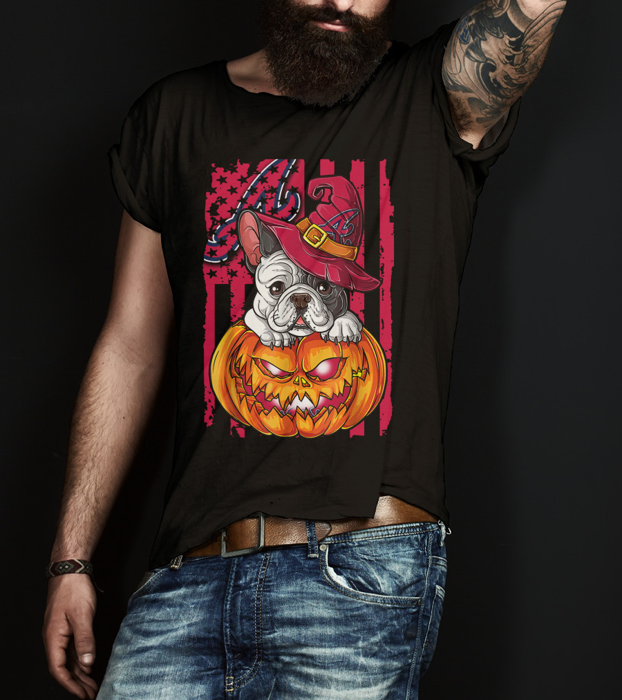 Atlanta Braves Halloween Bulldog Pumpkin T-Shirt