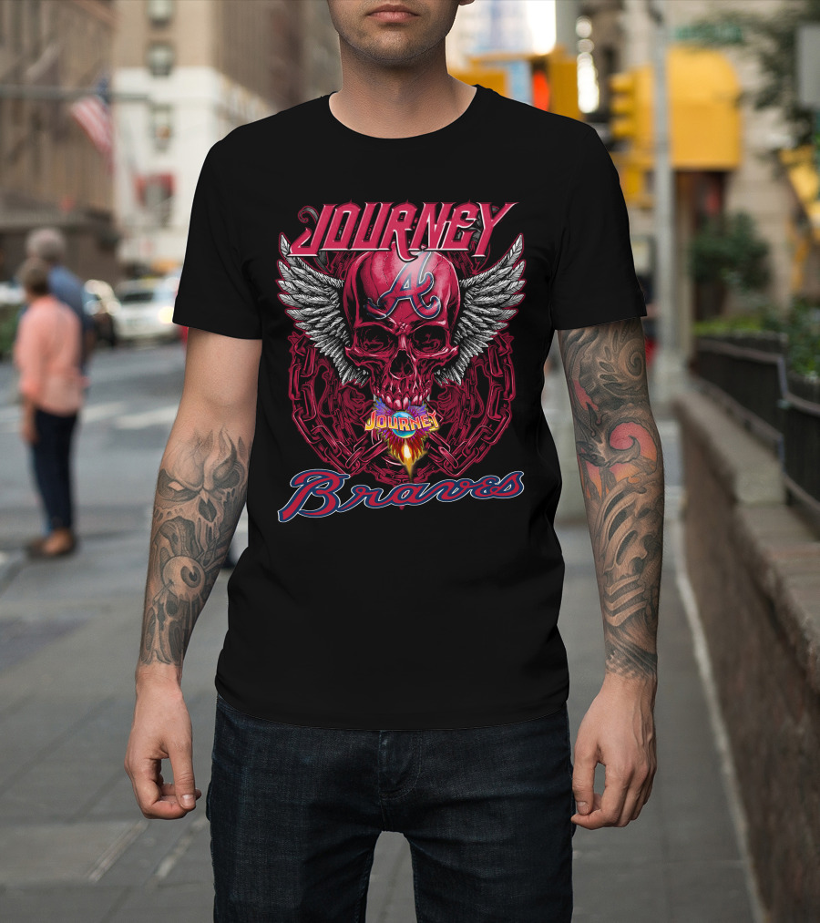 Journey Atlanta Braves Skull Wings T-Shirt