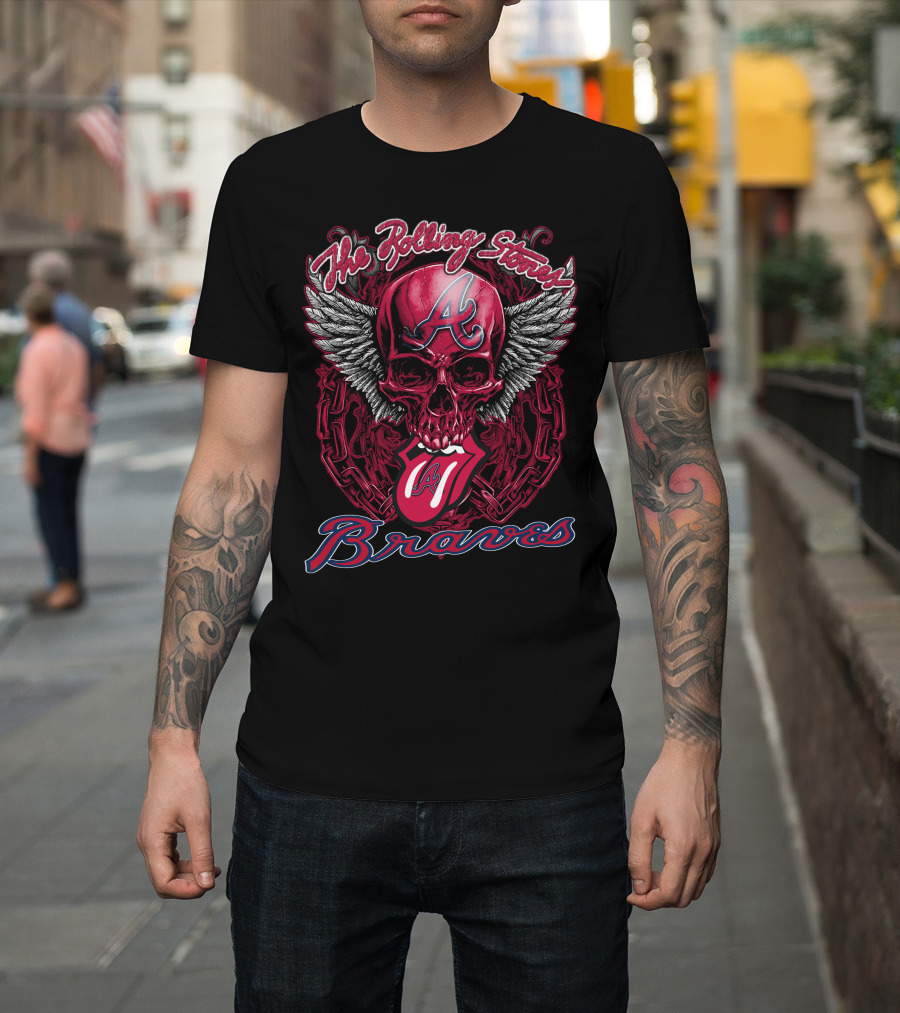 The Rolling Stones Atlanta Braves Winged Skull T-Shirt