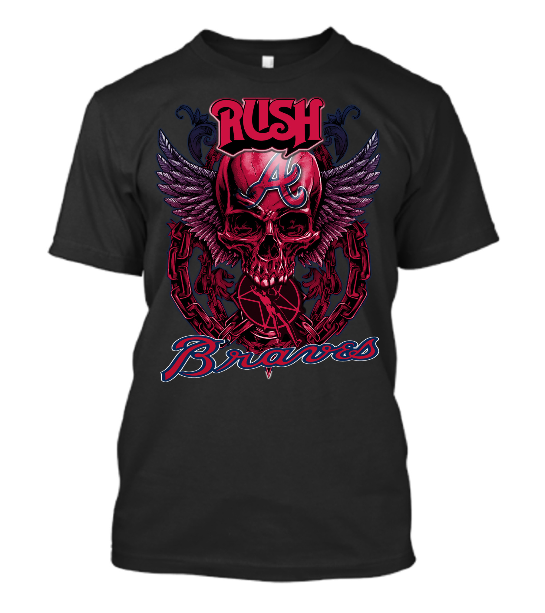 Rush Braves Atlanta Skull With Wings And Chains T-Shirt