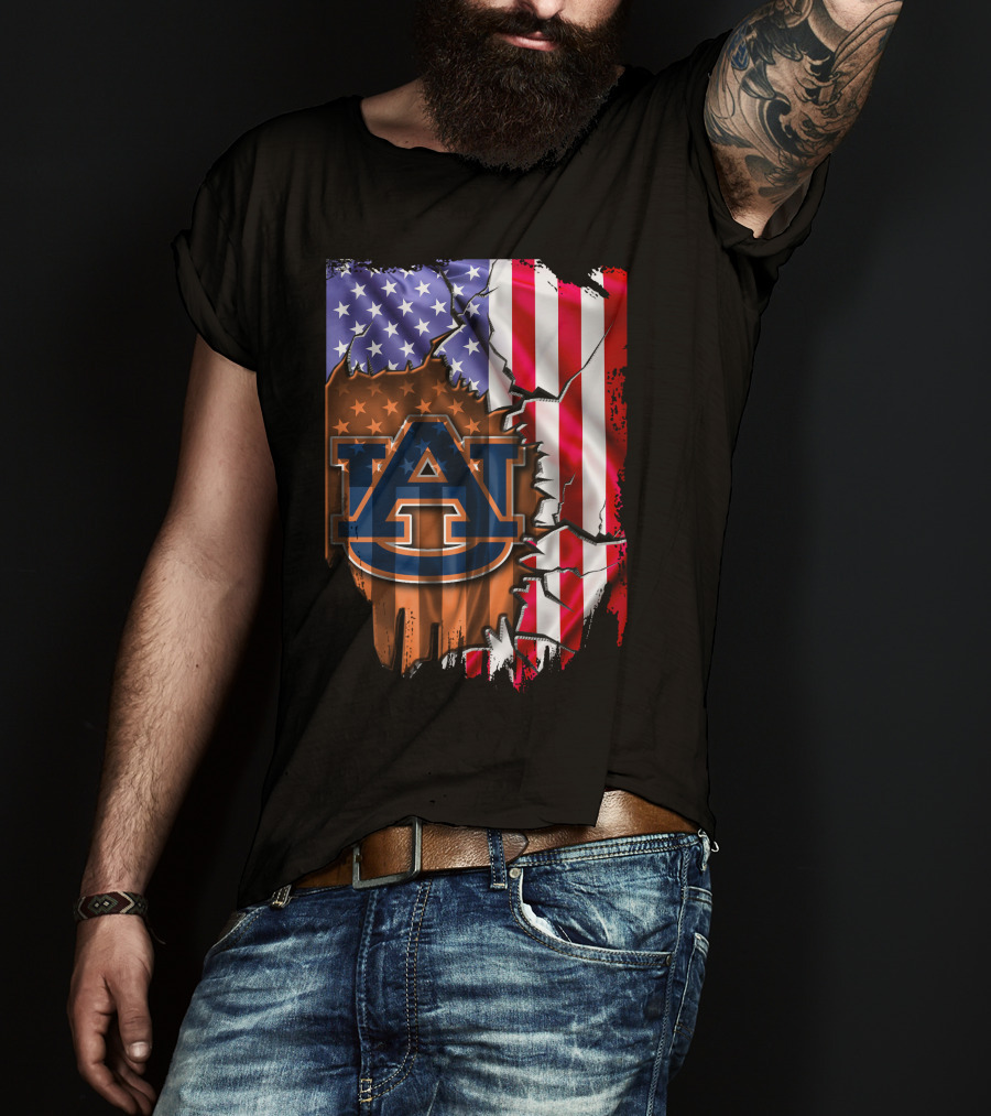 Flag V2 Auburn Tigers American Flag Vintage Style T-Shirt