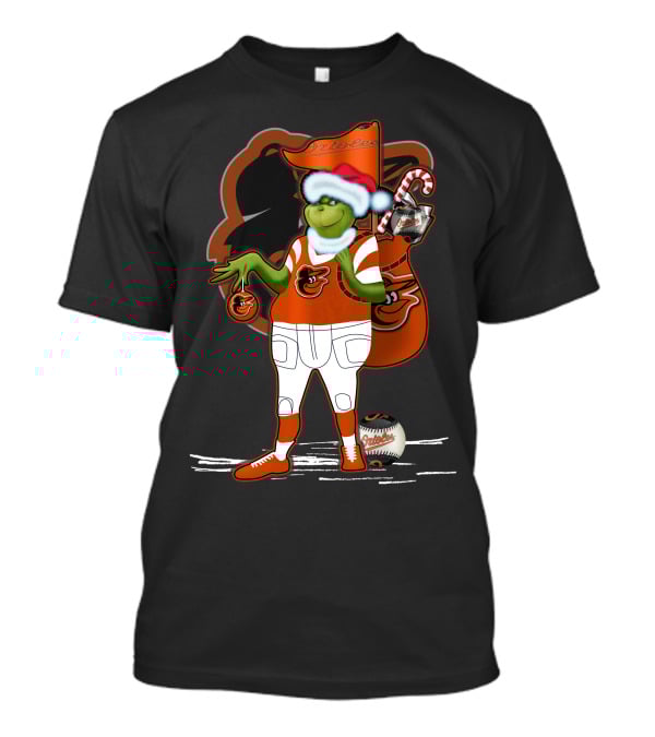 Grinch Merry Baltimore Orioles Christmas Baseball T-Shirt