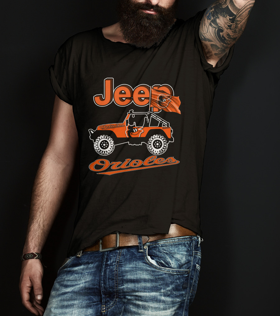 Jeep Orioles Baltimore Orioles Logo Jeep Wrangler Baseball T-Shirt