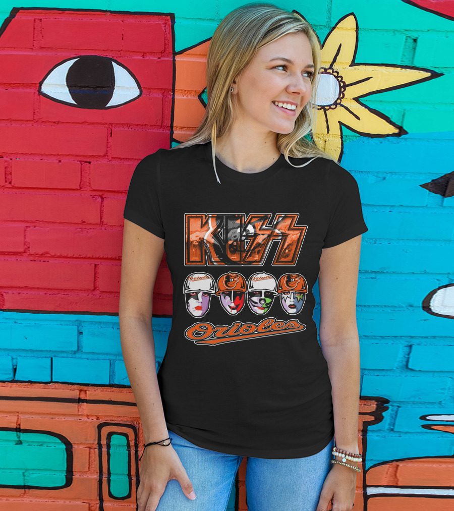 Kiss Orioles Baltimore Face Paint Baseball Crossover T-Shirt