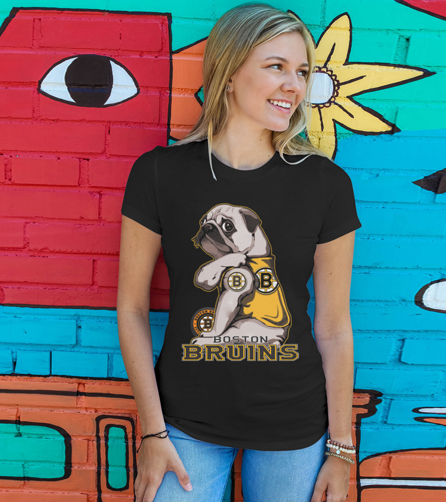 Pug Wearing Boston Bruins Jersey T-Shirt