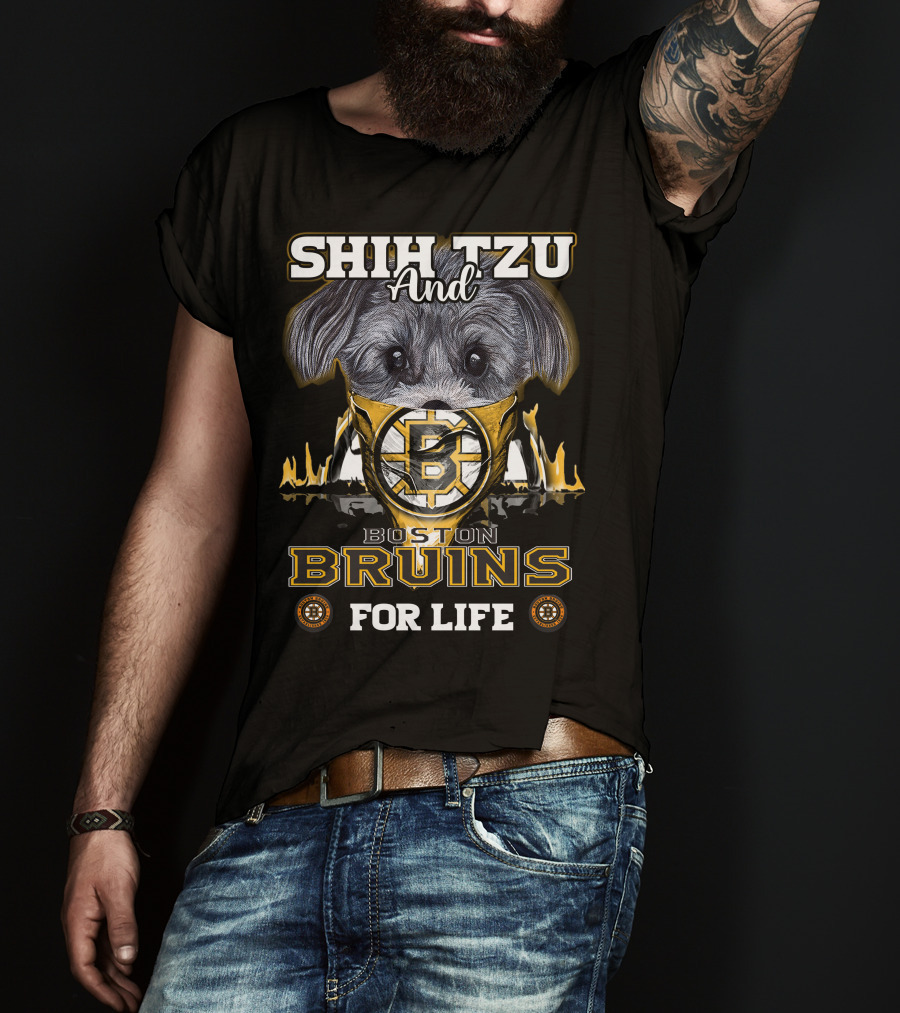 Shih Tzu And Boston Bruins For Life T-Shirt