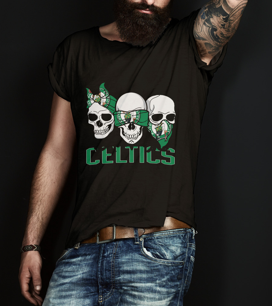 3 Skull Celtics Boston Bandana T-Shirt