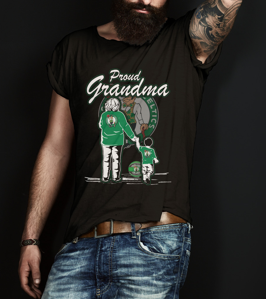 Proud Grandma Boston Celtics Celtics Logo Family Fan T-Shirt