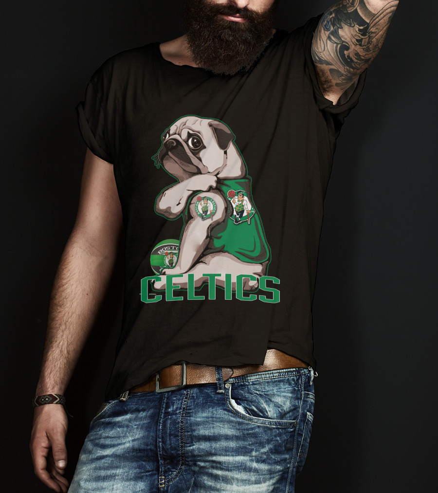 Pug Celtics Boston Basketball Fan Iconic Team T-Shirt