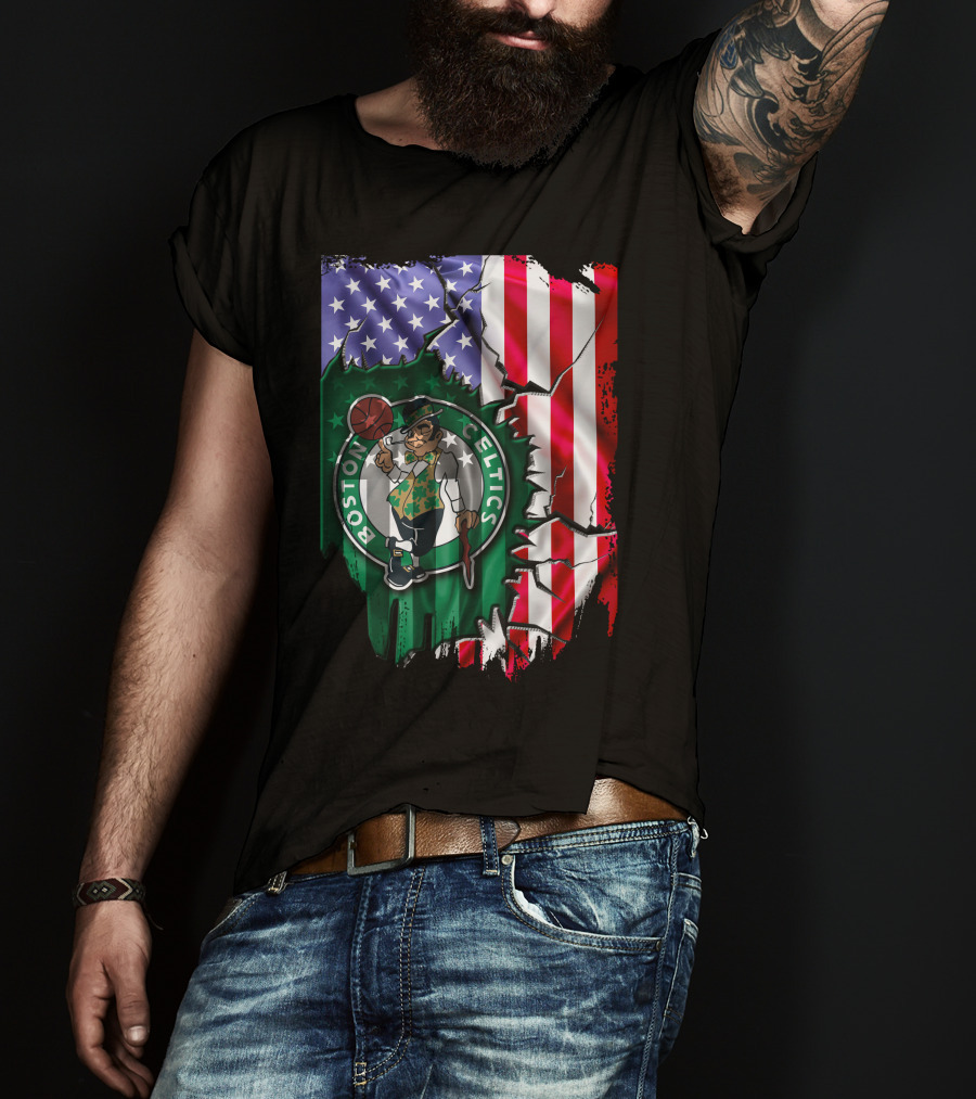 American Flag Boston Celtics T-Shirt