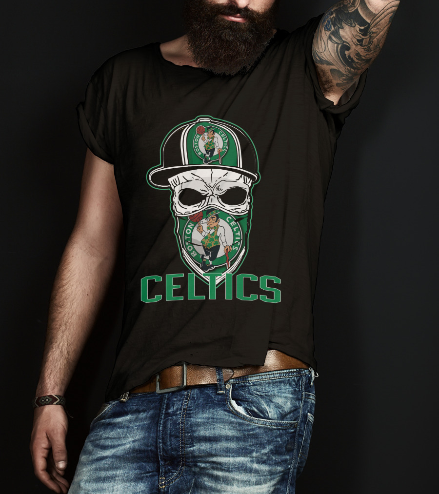Boston Celtics Skull Hat T-Shirt