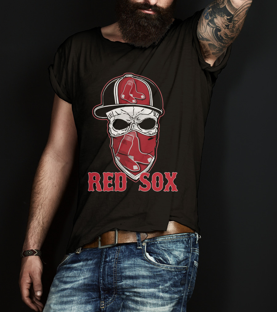 Boston Red Sox Skull Hat Design With Sox T-Shirt