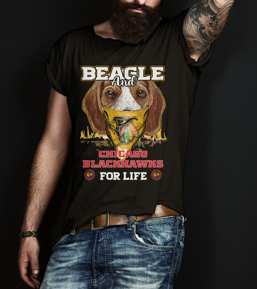 Beagle And Chicago Blackhawks For Life With Iconic T-Shirt