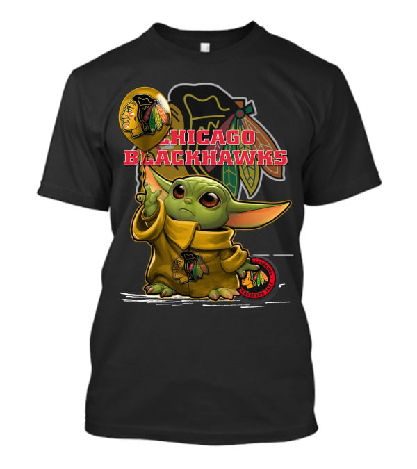 Chicago Blackhawks Baby Yoda With Balloon T-Shirt