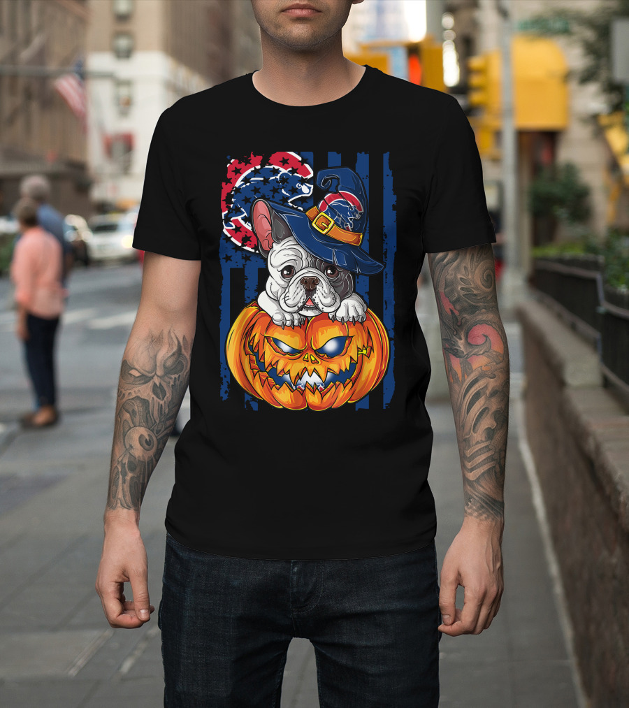 Hlw Bulldog Chicago Cubs Halloween Pumpkin Wizard T-Shirt