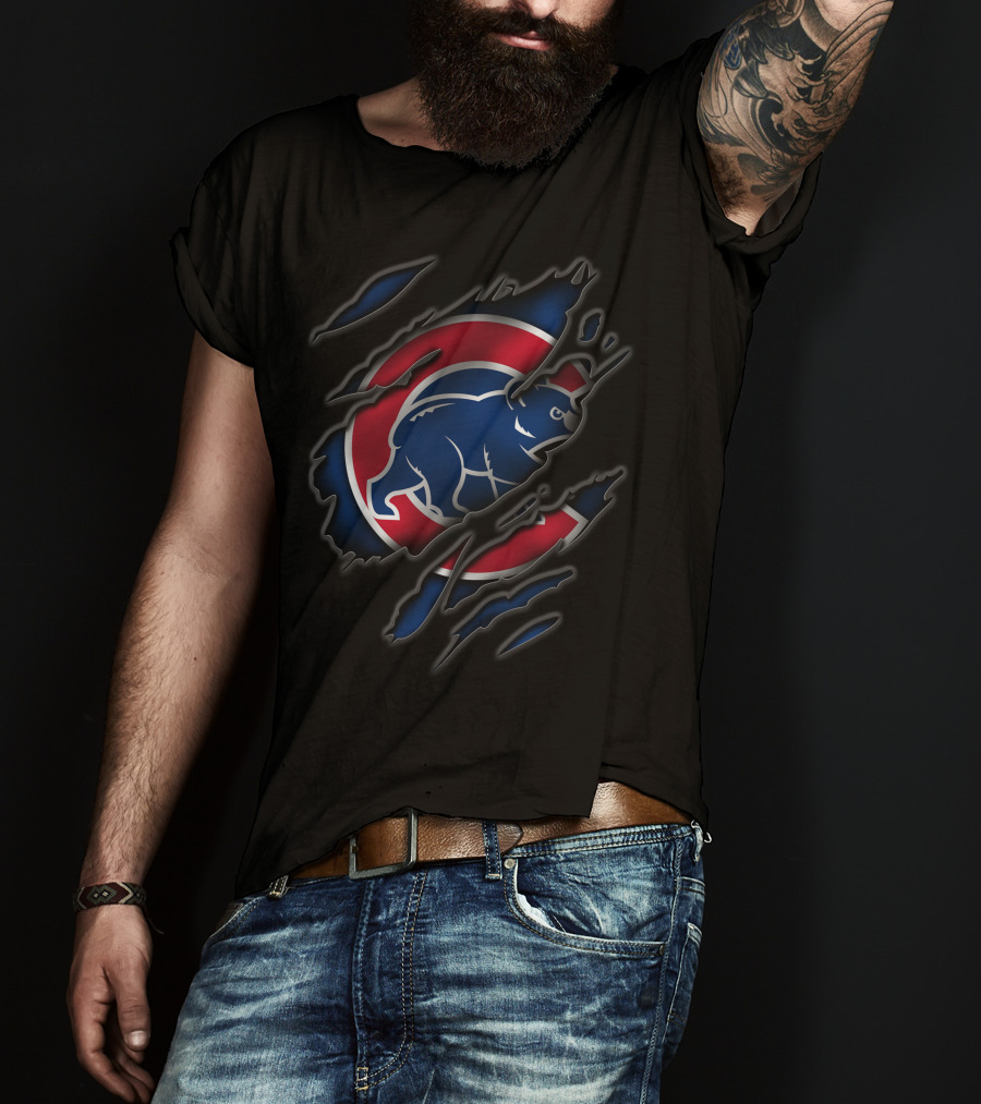 Torn Chicago Cubs Logo Claw Rip T-Shirt