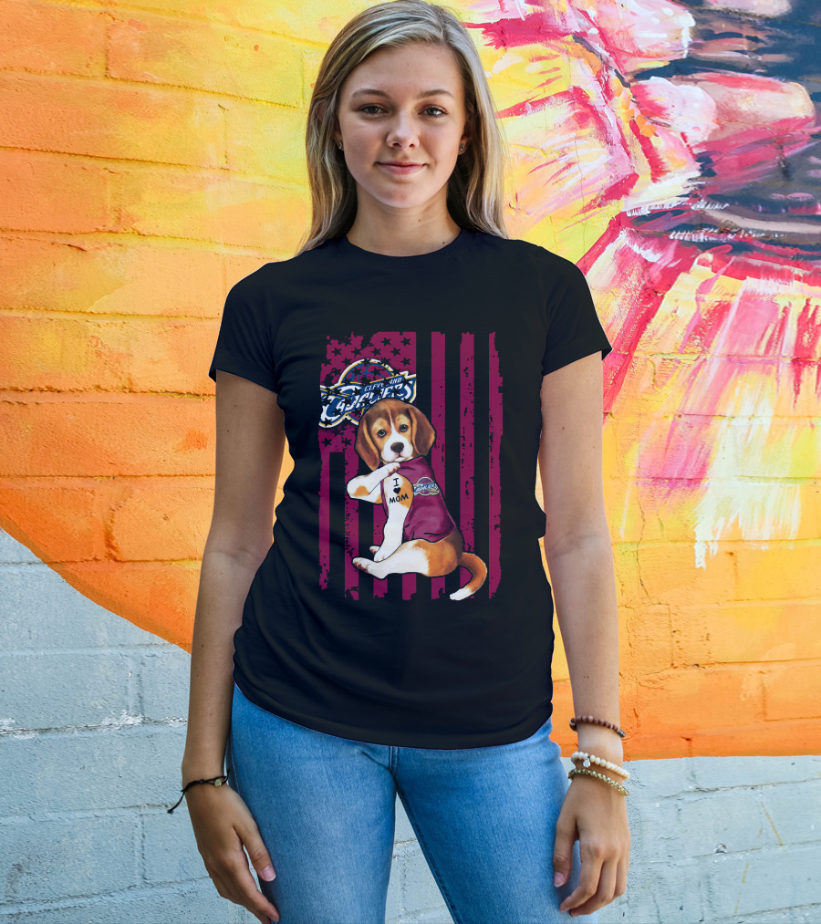 Beagle I Love Mom Cleveland Cavaliers Vintage Flag T-Shirt