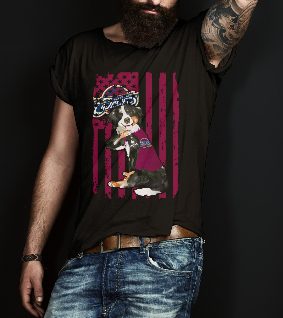 Cleveland Cavaliers Border Collie I Love Mom T-Shirt