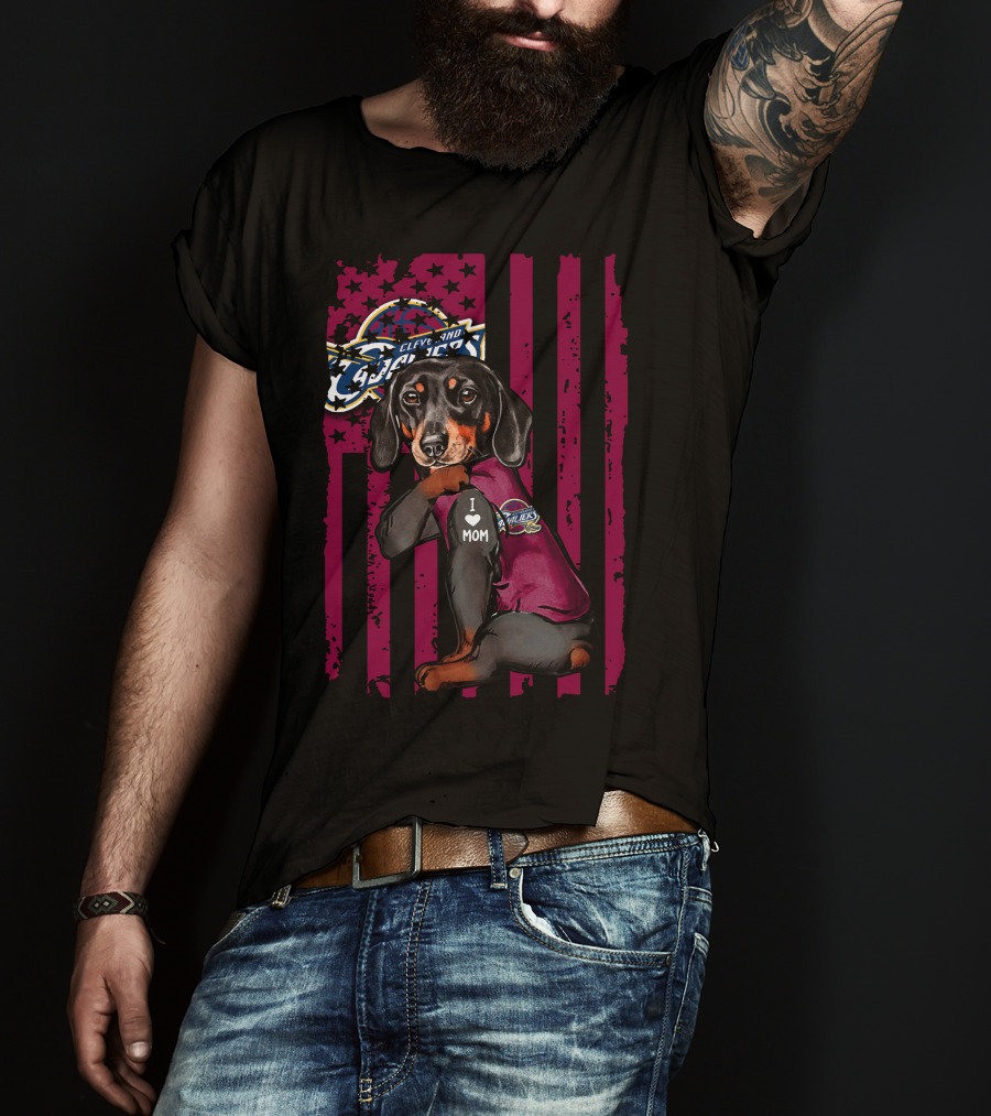 Cleveland Cavaliers Dachshund I Love Mom T-Shirt