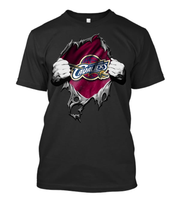 Torn Effect Cleveland Cavaliers Logo With Ripped Hands T-Shirt