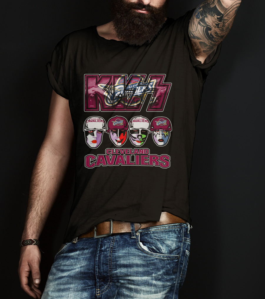 KISS Cleveland Cavaliers Rock Band Tribute Faces With Team T-Shirt