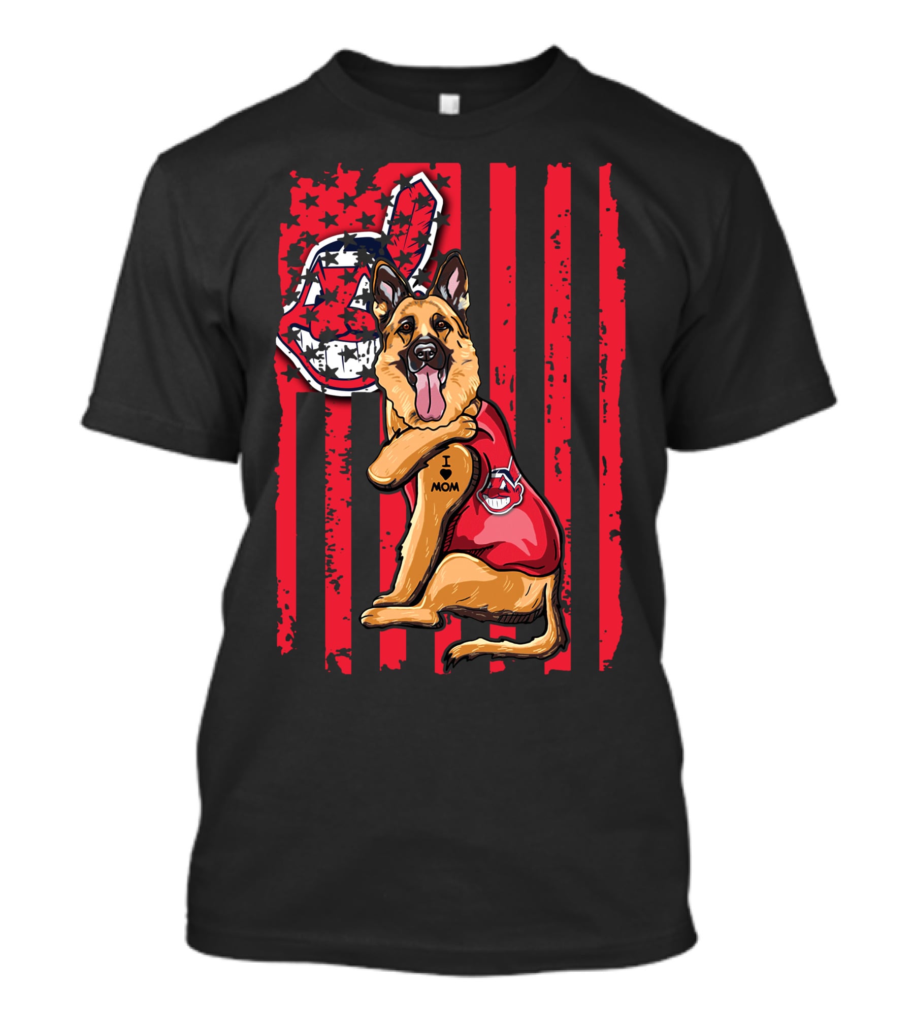 German Shepherd Cleveland Indians Flag And Team Spirit T-Shirt